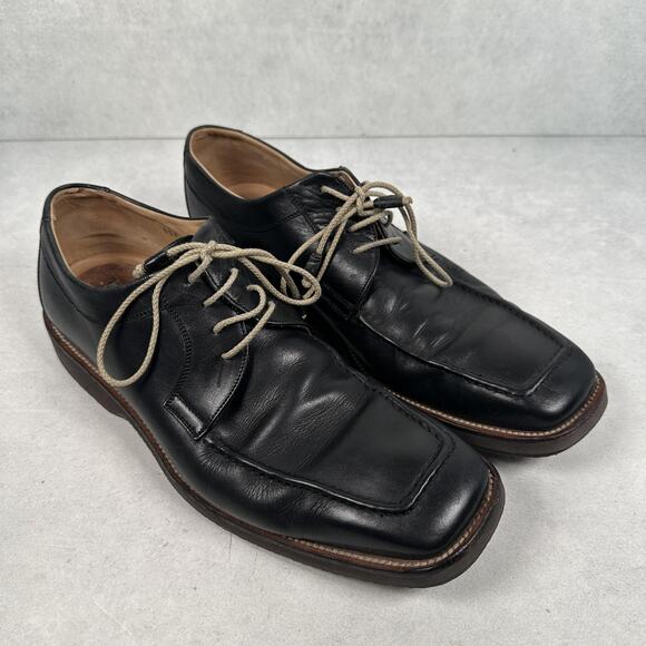 Ermenegildo Zegna Shoes Mens Size 10 Black Leather Derby Dress Square Toe main image 11